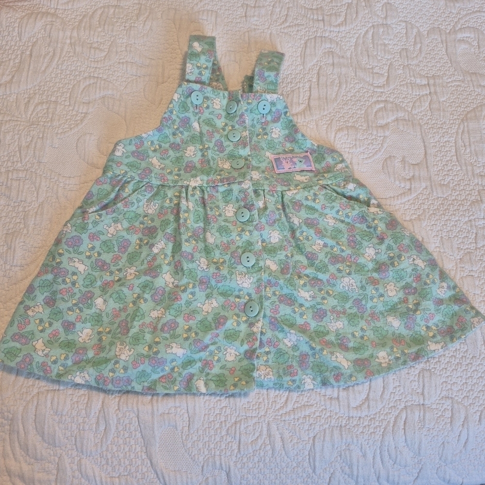 Oshkosh girls 12 months flannel bear and bunny dress button front VVGUC